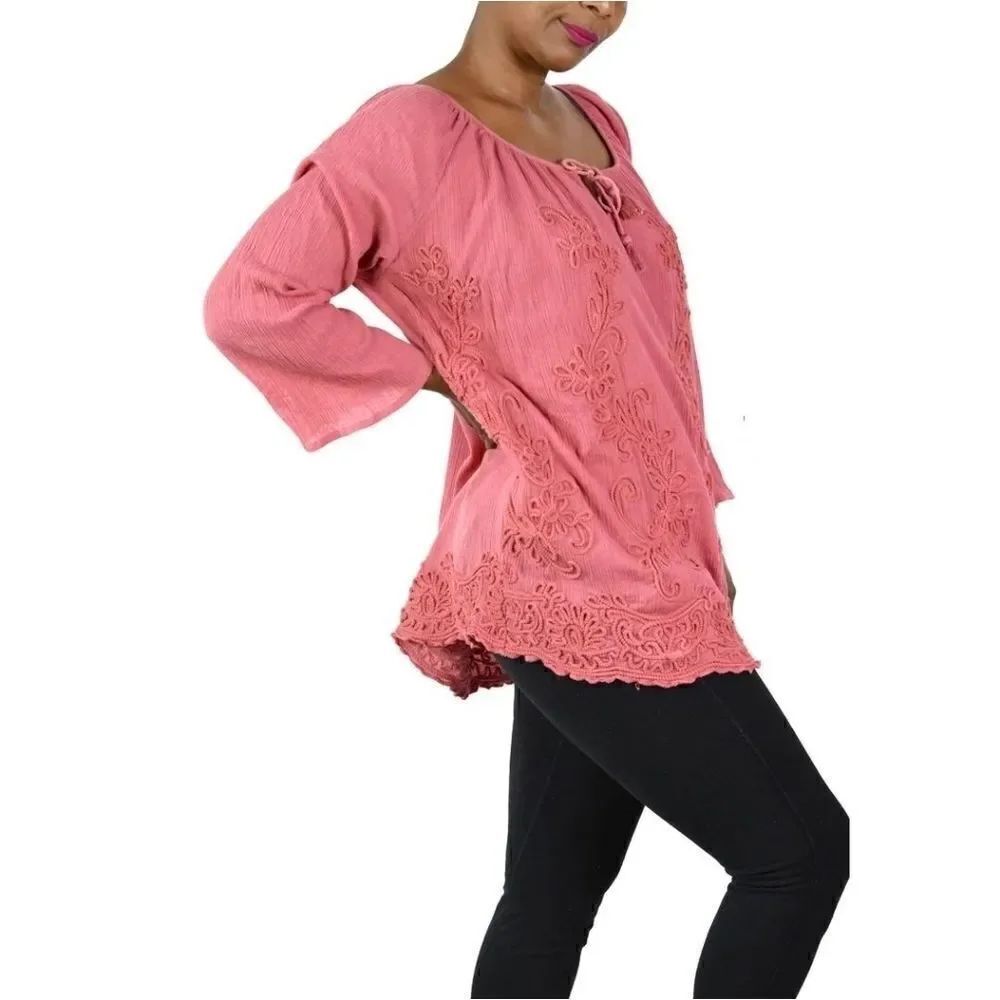 Soft Surroundings Winding Vine Pinkish Brown Tunic Top